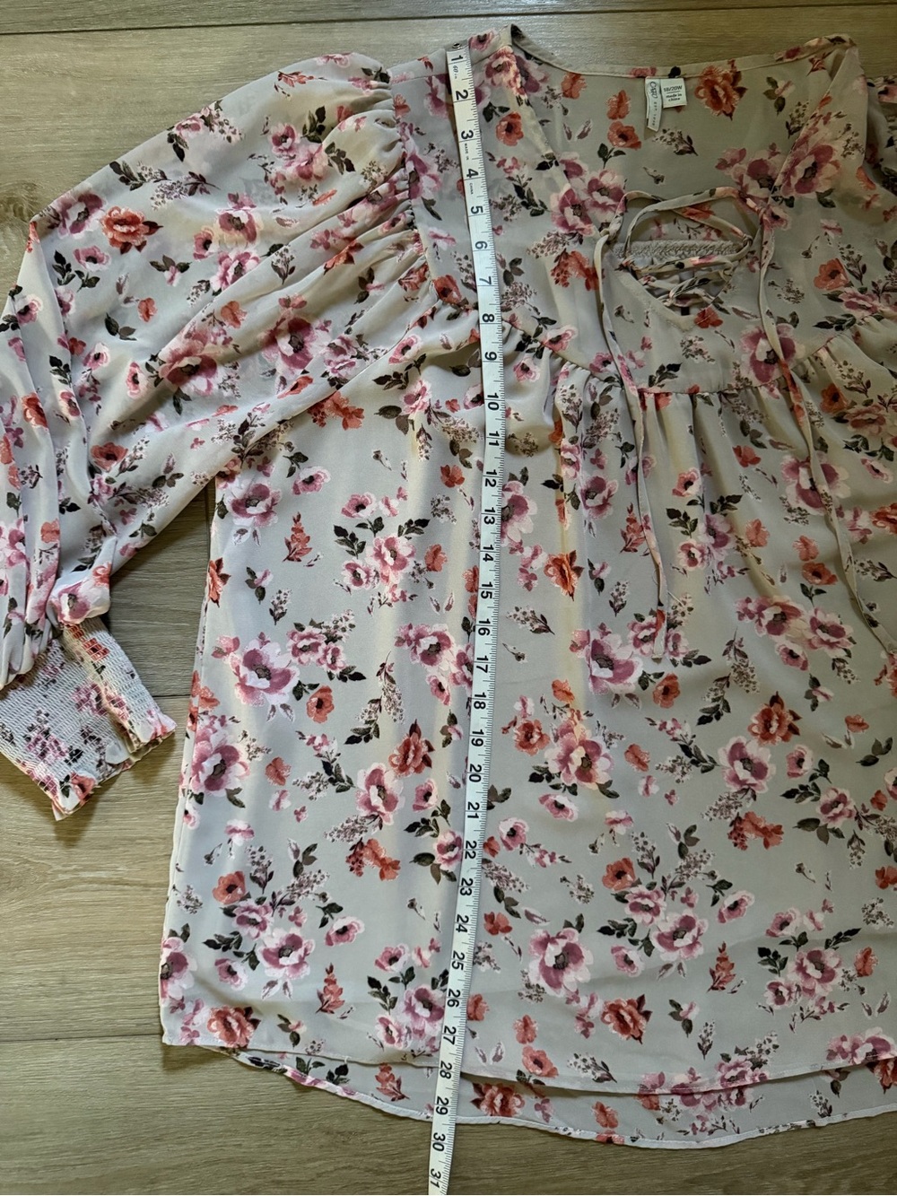 CATO Chiffon Peasant Floral Blouse EUC - Picture 3 of 5
